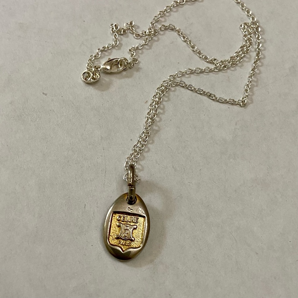 Vintage Celine Silver-Gold Pendant Charm Necklace - Picture 6 of 9